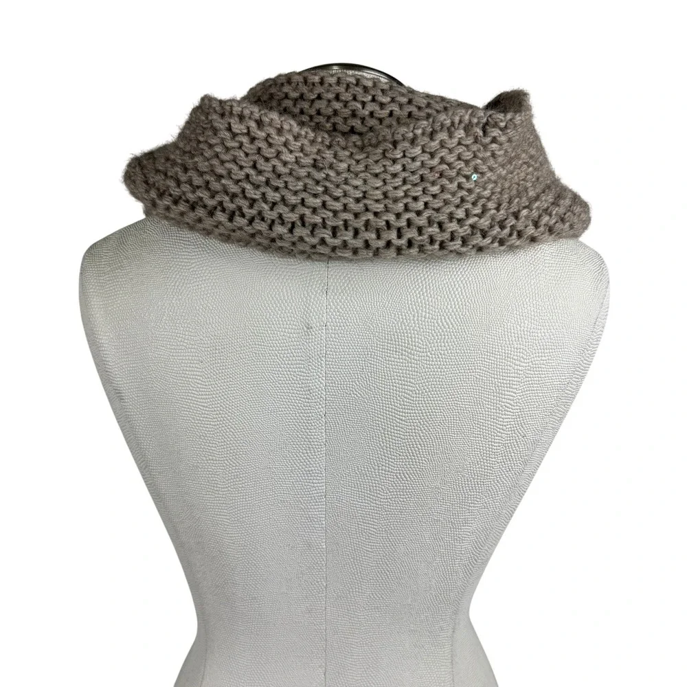 Lafayette 148‎ New York Knit Cowl Neck Warmer Alpaca Camel Blend Sequin Detail